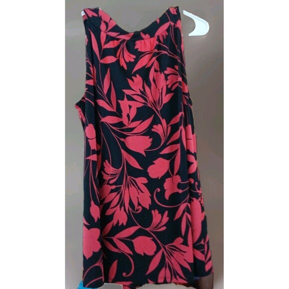 Madison Large Black Pink Floral Beaded Scoop Neck Top Stretch Boho Y2K Tank EUC - Picture 3 of 4